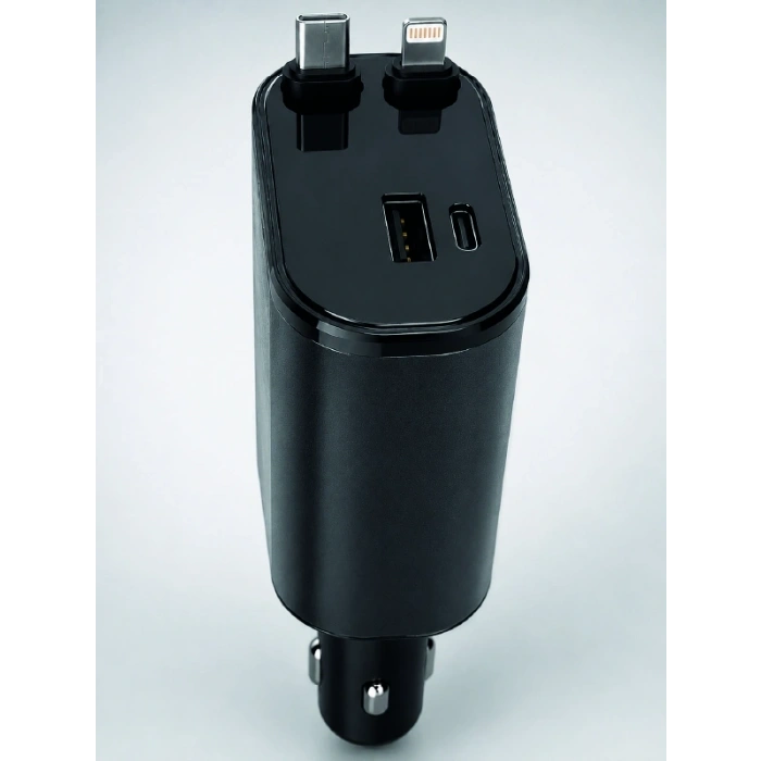 Mey İthalat® 120W Hızlı Şarj Destekli 4ü 1 Arada Araç Şarj Cihazı Type-C, Lightning, USB ve USB-C Çıkışlı