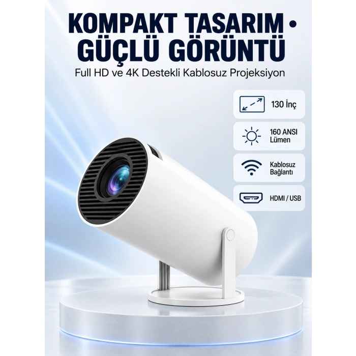 Mey İthalat® 160 ANSI Lümen Parlaklığa Sahip Geniş Ekran Projeksiyon