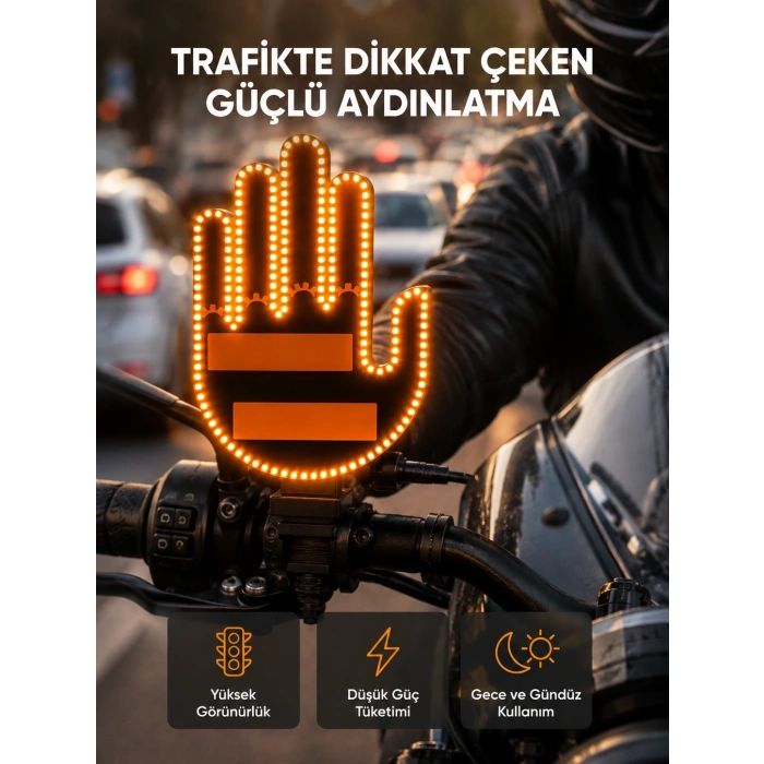 Mey İthalat® 176 LED’li Amber Trafik Uyumlu Sinyal Işığı – El Hareketiyle Kontrol
