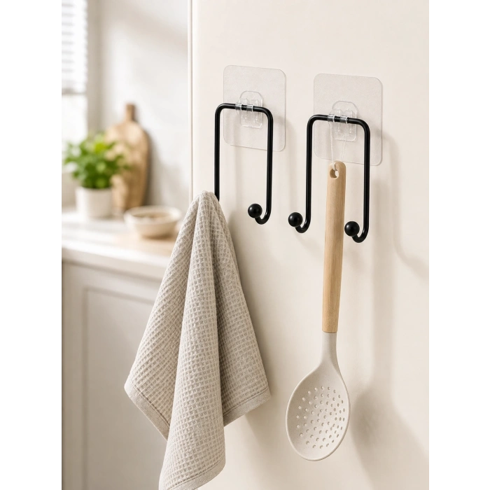 Mey İthalat® 2 Adet Çok Amaçlı Yapışkanlı Askı Ev Mutfak Banyo Düzenleyici