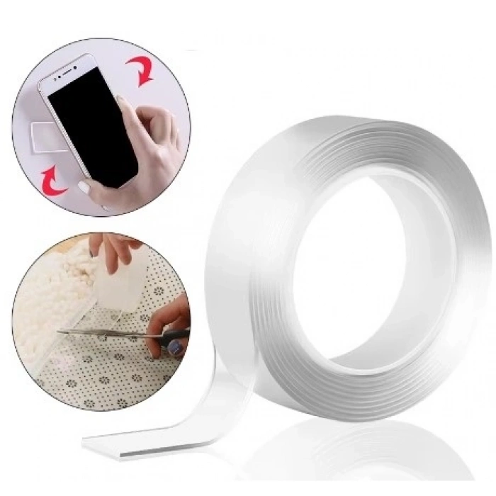 Mey İthalat® 2 metre 2 cm Çift Taraflı Şeffaf Bant