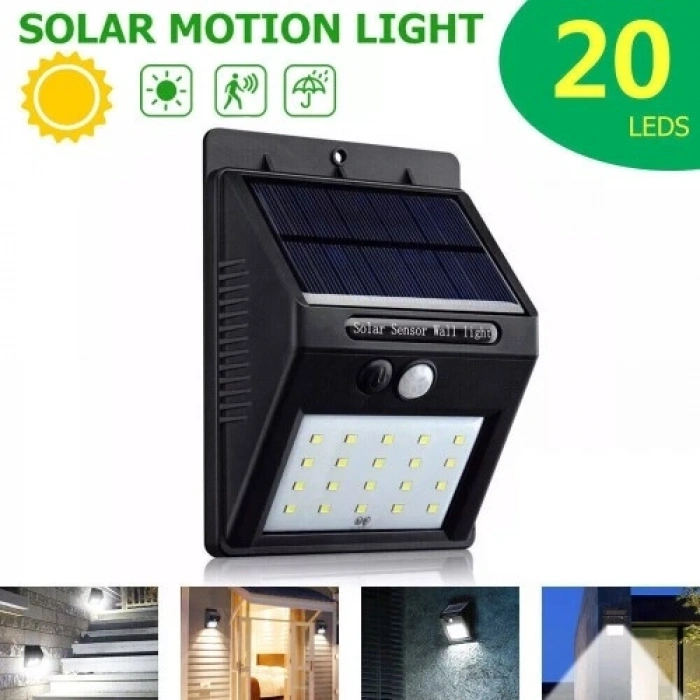 Mey İthalat® 20 Ledli Hareket Sensörlü Dış Mekan Solar Lamba