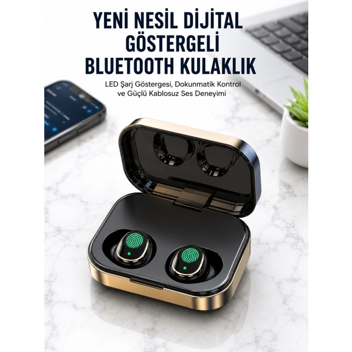 Mey İthalat® 2025 Model Bluetooth Kulaklık Telefon Şarj Edebilen Çağrı Cevaplama Dijital Göstergeli