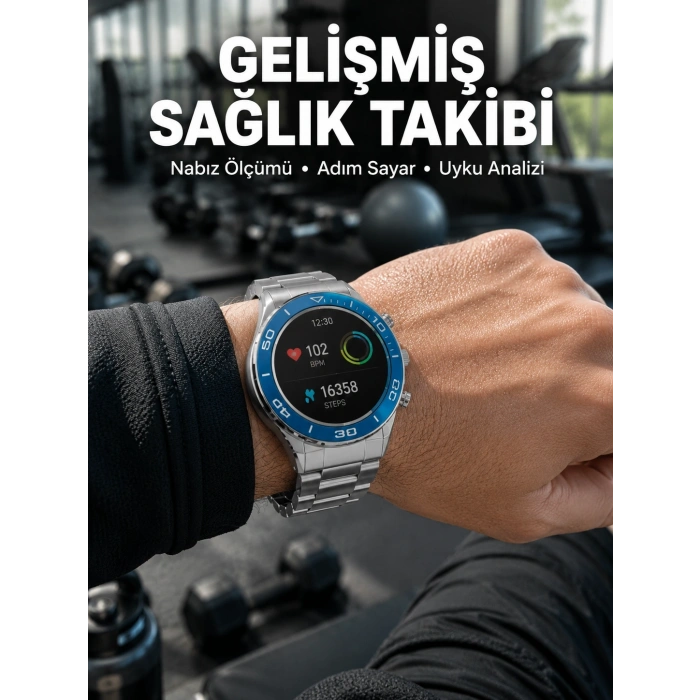 Mey İthalat® 2025 Model Yuvarlak Ekran Android ve İOS Uyumlu GPS Takibi Yapabilen Akıllı Saat Yeni Nesil