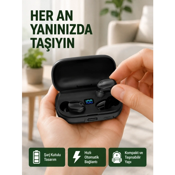 Mey İthalat® 22 Kez Şarj İmkanı Sunan A10s TWS Bluetooth Stereo Kulaklık Yeni Nesil