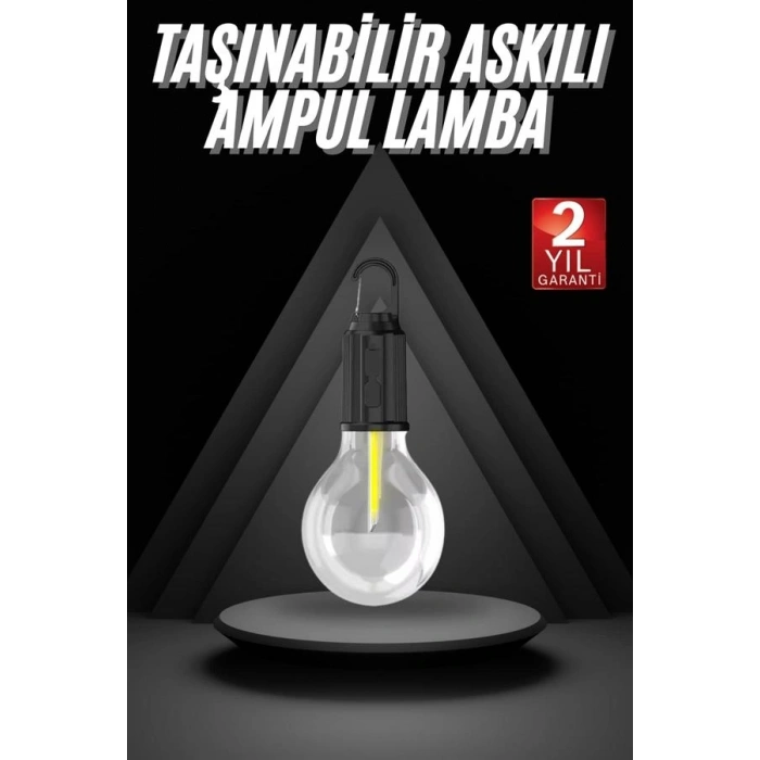 Mey İthalat® 3 Farklı Mod LEDli Şarjlı Asma Kancalı Kamp Lambası Taşınabilir Ampul