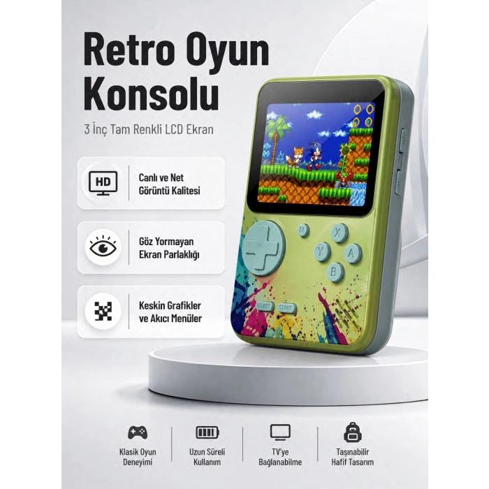 Mey İthalat® 3 İnç Renkli Ekranlı Taşınabilir El Konsolu – G5 Modeli