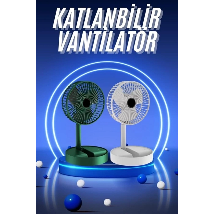 Mey İthalat® 3 Kademe Hız Ayarlı Vantilatör Telefon Standlı Şarjlı Katlanabilir Soğutucu Pervane Yeni Nesil
