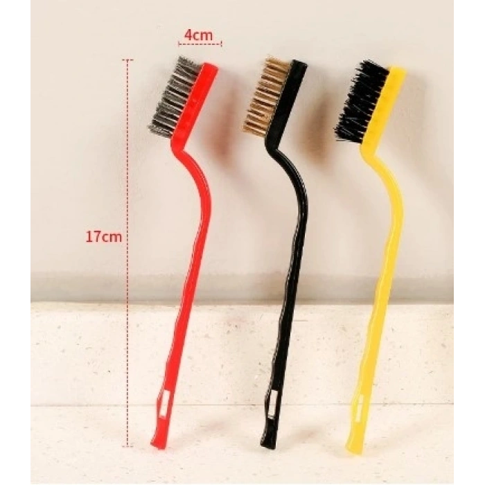 Mey İthalat® 3 Parça Tel Fırça Detaylı Temizlik Seti