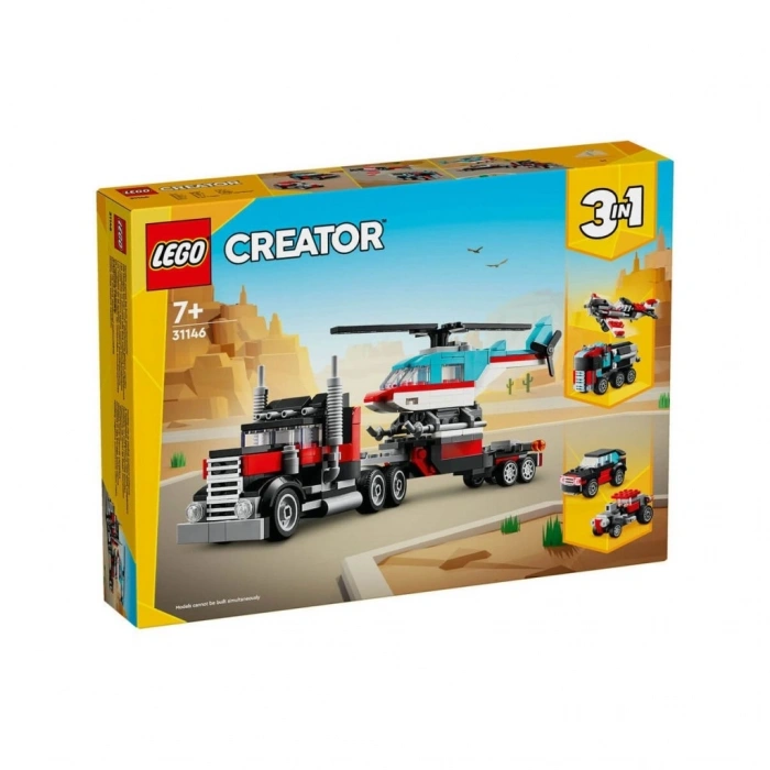 Mey İthalat® 31146  ® Creator 3’ü1 arada Helikopterli Açık Kasa Kamyon 270 parça +7 yaş