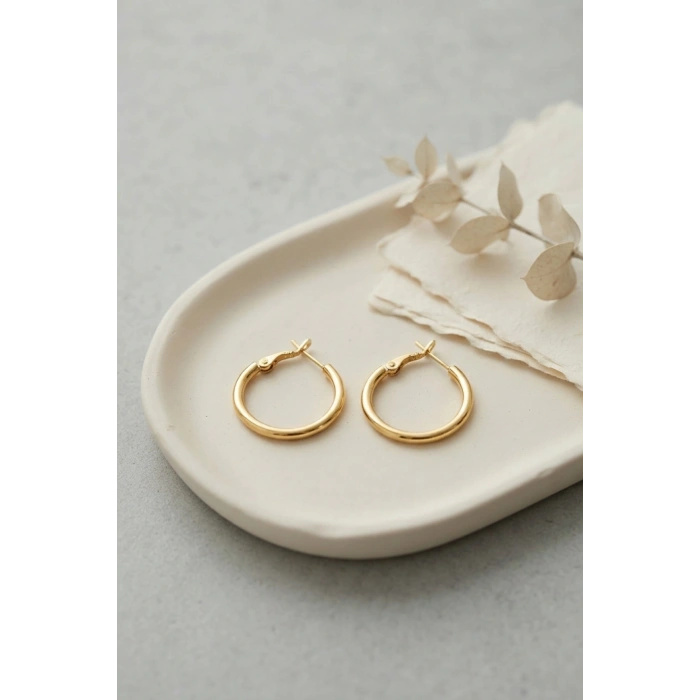 Mey İthalat® 316L Çelik Gold Renk 22 mm Halka Küpe
