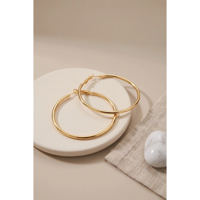 Mey İthalat® 316L Çelik Gold Renk 46 mm Halka Küpe