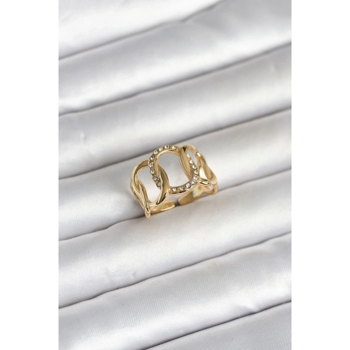Mey İthalat® 316L Çelik Gold Renk Samanyolu Model Kadın Yüzük