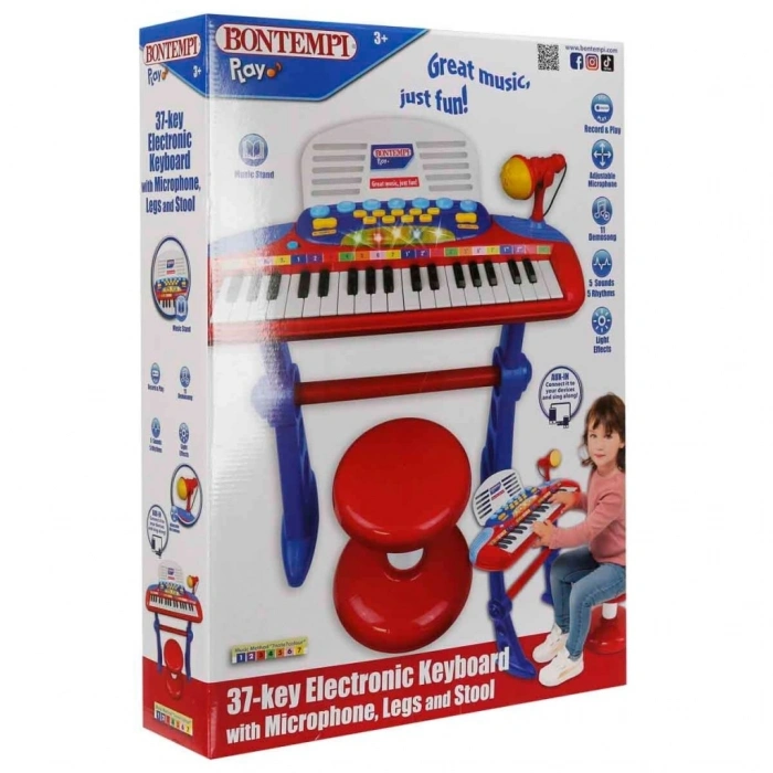 Mey İthalat® 33740 MÜZİK SET 37TUŞ AYAKLI ORG MİKROFON TABURE IŞIKLI