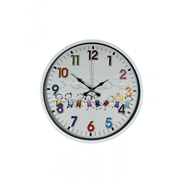 Mey İthalat® 36 Cm Beyaz Çocuk Odası Duvar Saati