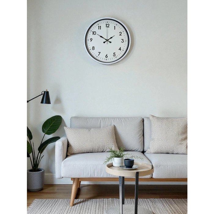 Mey İthalat® 36 Cm Beyaz Dekoratif Duvar Saati