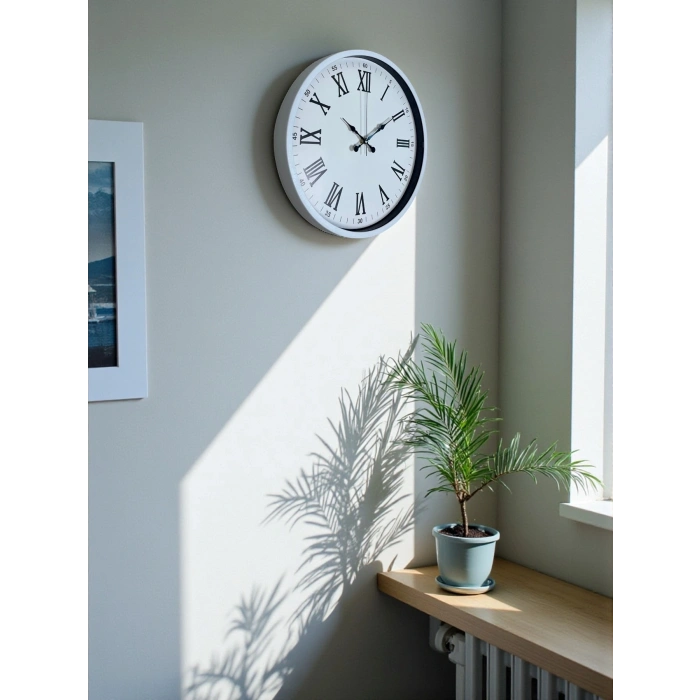 Mey İthalat® 36 Cm Beyaz Roman Rakamlı Duvar Saati