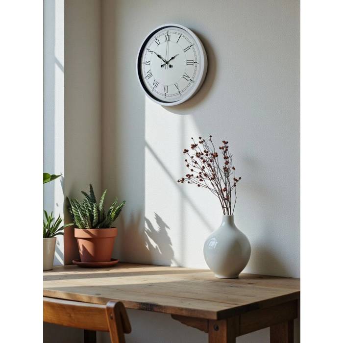 Mey İthalat® 36 Cm Beyaz Roman Rakamlı Duvar Saati