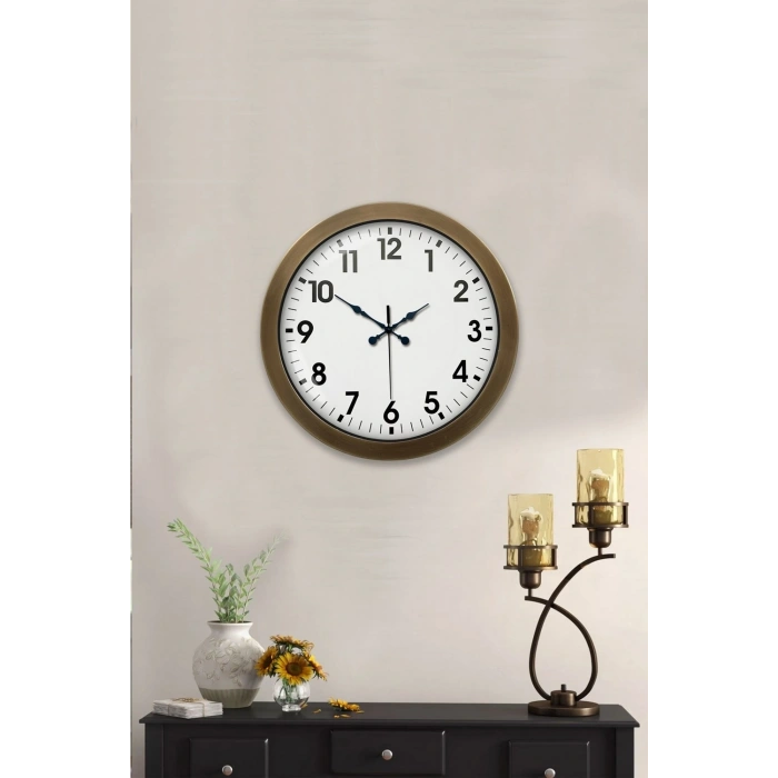 Mey İthalat® 36 cm Eskitme Metal Standart Duvar Saati