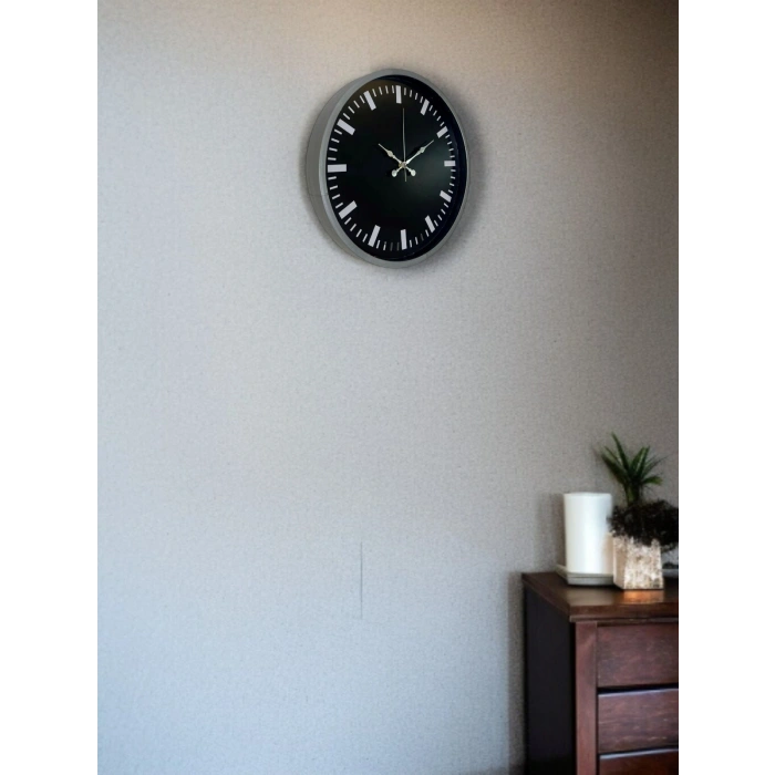 Mey İthalat® 36 Cm Gri Dekoratif Duvar Saati