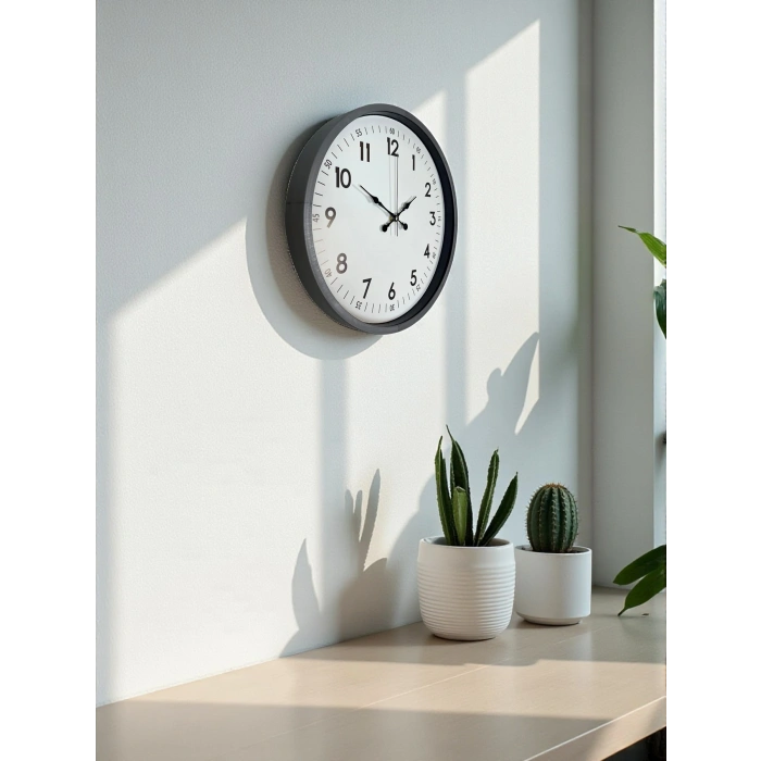 Mey İthalat® 36 Cm Gri Dekoratif Duvar Saati