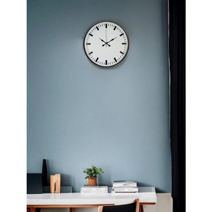 Mey İthalat® 36 Cm Gri Sade Dekoratif Duvar Saati