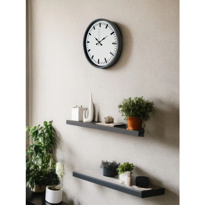 Mey İthalat® 36 Cm Gri Sade Dekoratif Duvar Saati