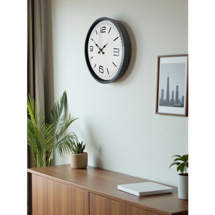 Mey İthalat® 36 Cm Gri Standart Dekoratif Duvar Saati