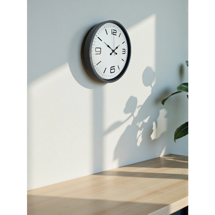 Mey İthalat® 36 Cm Gri Standart Dekoratif Duvar Saati