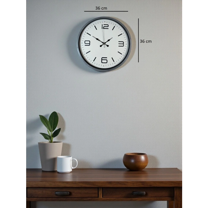 Mey İthalat® 36 Cm Gri Standart Dekoratif Duvar Saati