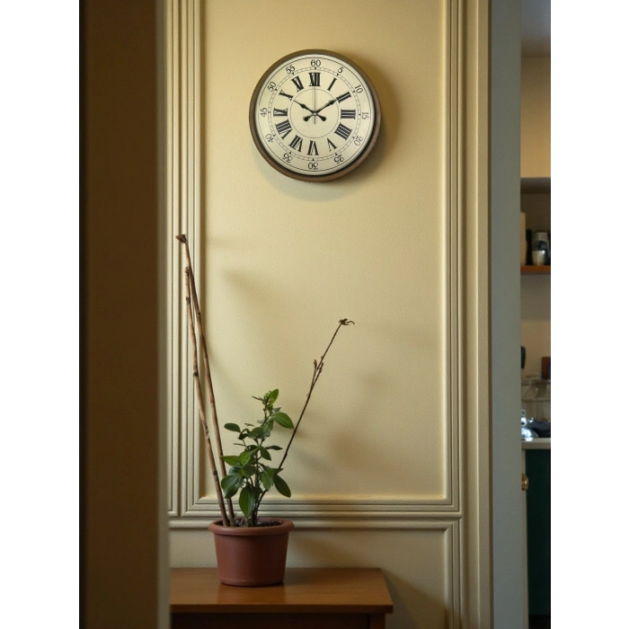 Mey İthalat® 36 Cm Kahverengi Retro Duvar Saati