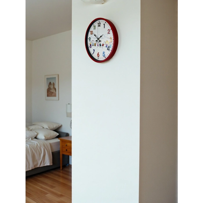 Mey İthalat® 36 Cm Kırmızı Çocuk Odası Duvar Saati