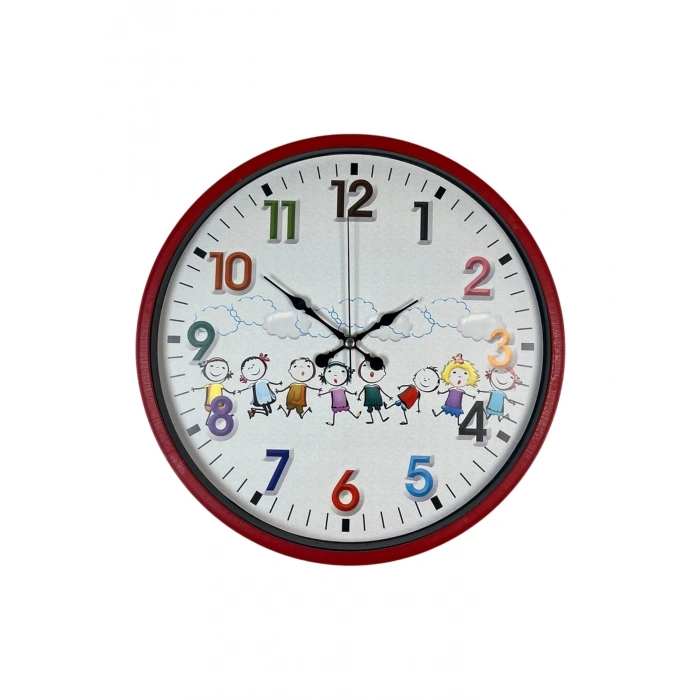 Mey İthalat® 36 Cm Kırmızı Çocuk Odası Duvar Saati