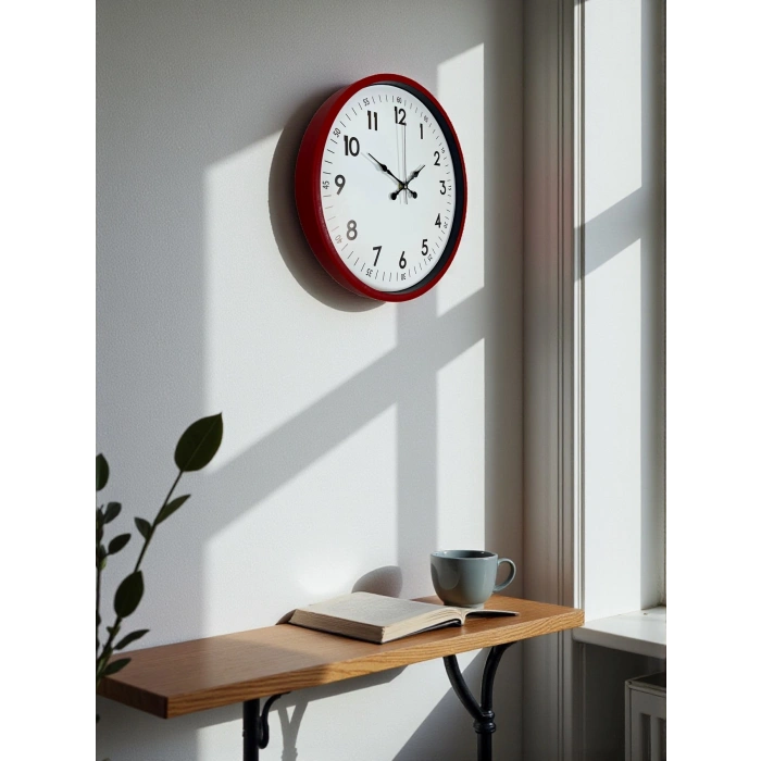 Mey İthalat® 36 Cm Kırmızı Dekoratif Duvar Saati