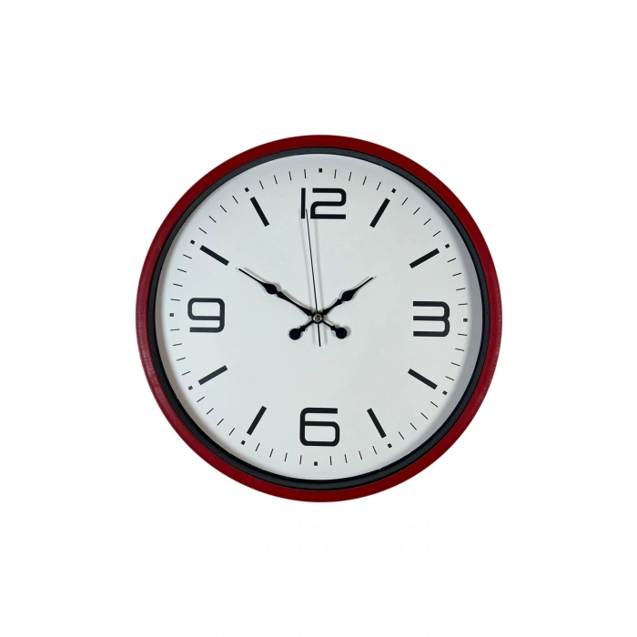 Mey İthalat® 36 Cm Kırmızı Modern Dekoratif Duvar Saati