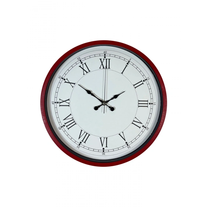 Mey İthalat® 36 Cm Kırmızı Roma Rakamlı Duvar Saati