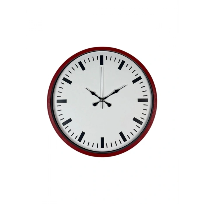 Mey İthalat® 36 Cm Kırmızı Sade Dekoratif Duvar Saati