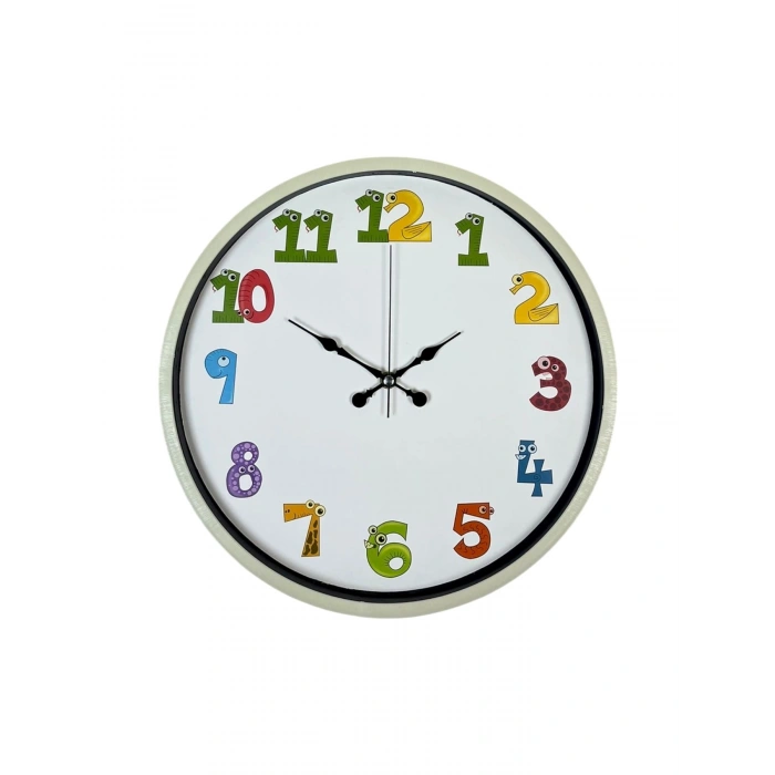 Mey İthalat® 36 Cm Krem Çocuk Odası Duvar Saati