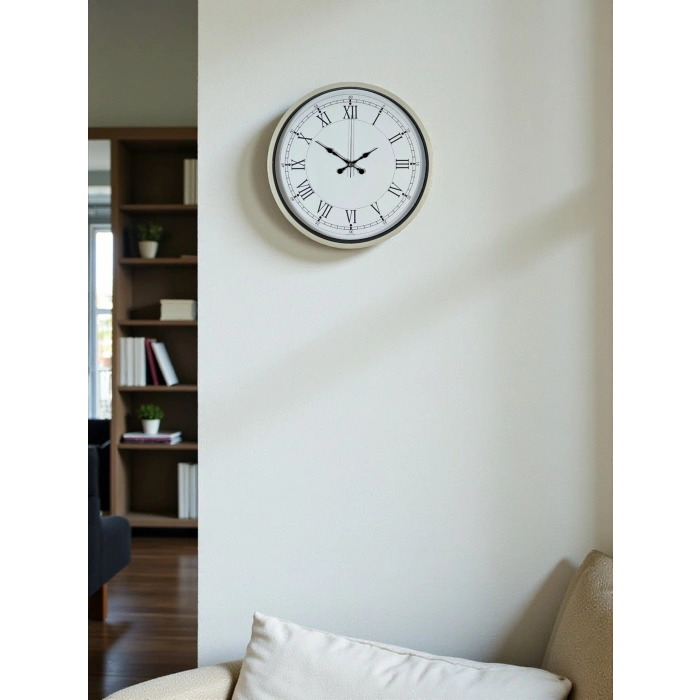 Mey İthalat® 36 Cm Krem Dekoratif Duvar Saati