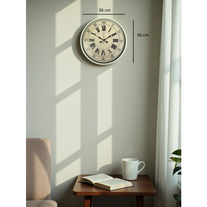 Mey İthalat® 36 Cm Krem Retro Tasarım Duvar Saati