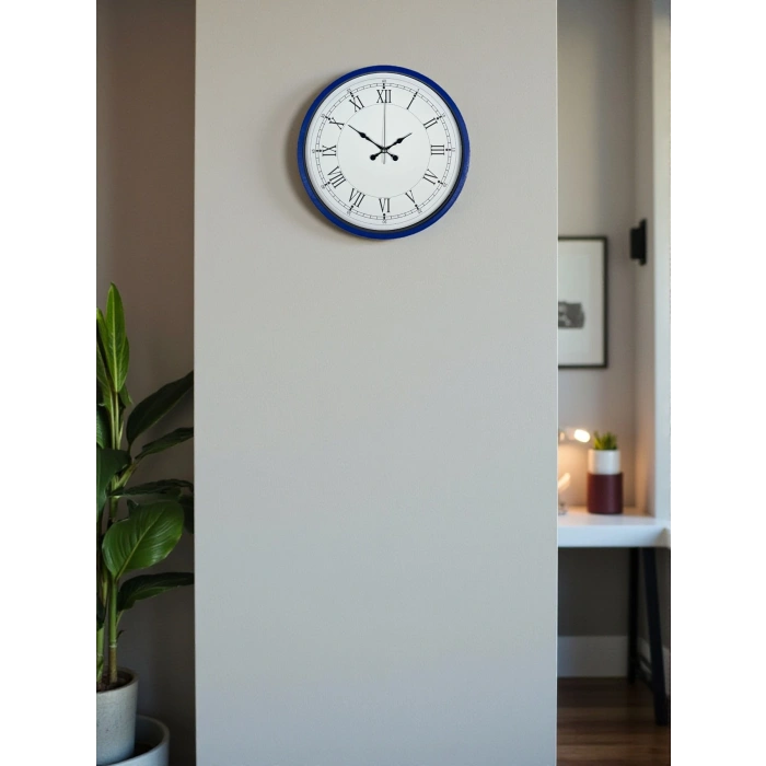 Mey İthalat® 36 Cm Lacivert Roma Rakamlı Duvar Saati