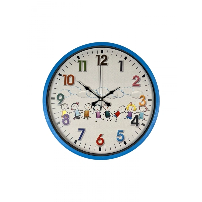 Mey İthalat® 36 Cm Mavi Çocuk Odası Duvar Saati