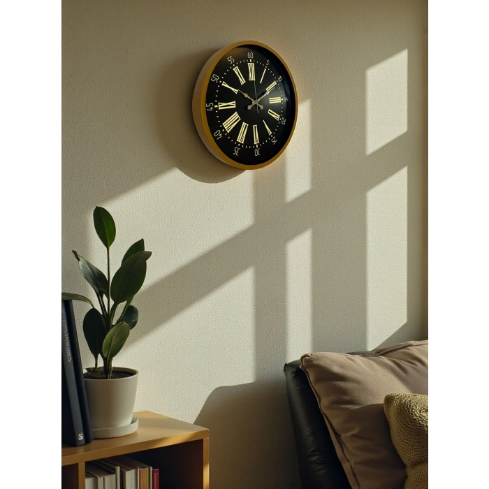 Mey İthalat® 36 Cm Modern Kahverengi Duvar Saati