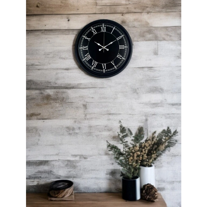 Mey İthalat® 36 Cm Modern Siyah Duvar Saati