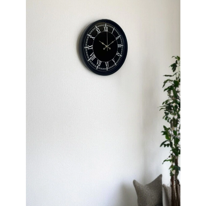 Mey İthalat® 36 Cm Modern Siyah Duvar Saati