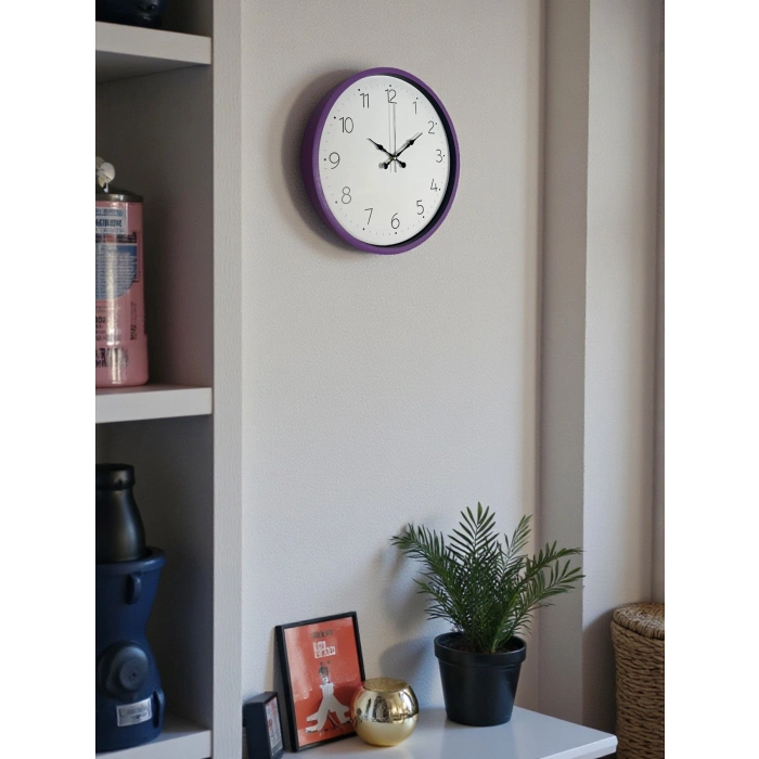Mey İthalat® 36 Cm Mor Dekoratif Duvar Saati