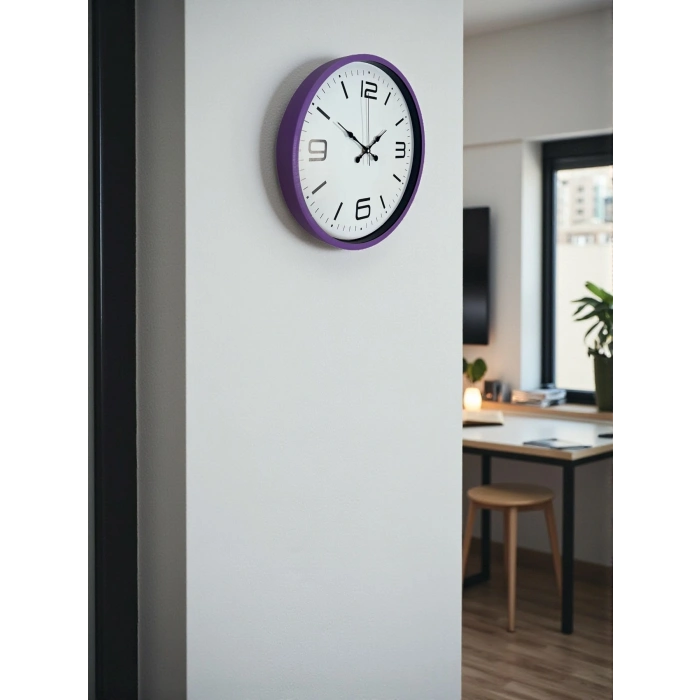 Mey İthalat® 36 Cm Mor Dekoratif Duvar Saati