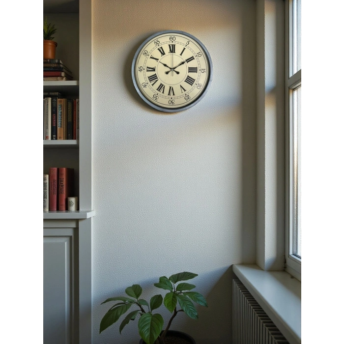 Mey İthalat® 36 Cm Nostalji Gri Dekoratif Duvar Saati