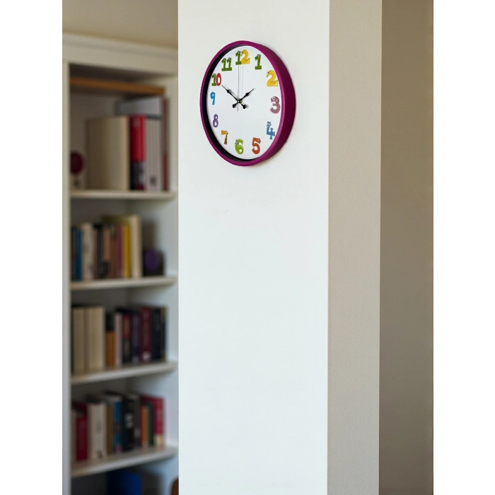 Mey İthalat® 36 Cm Pembe Çocuk Odası Duvar Saati