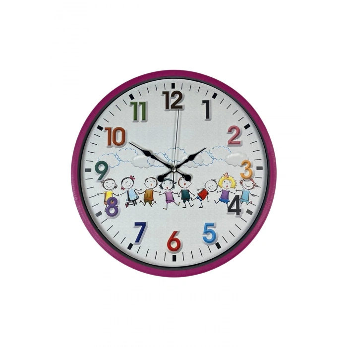 Mey İthalat® 36 Cm Pembe Çocuk Odası Duvar Saati